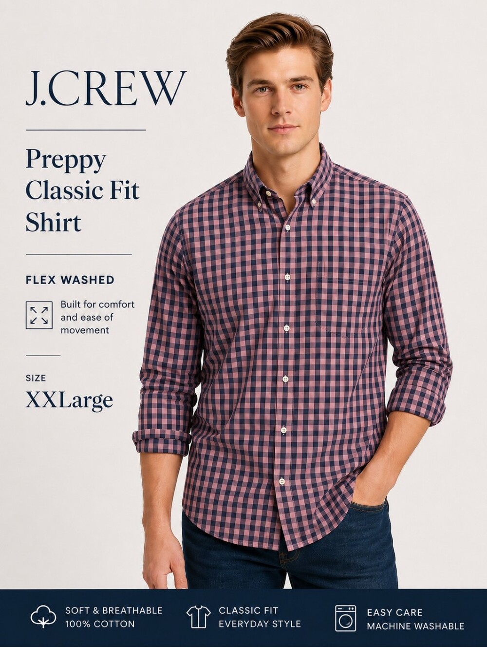 J.Crew Flex Washed Button-Down Shirt – Classic Fit- XXL- NWOT